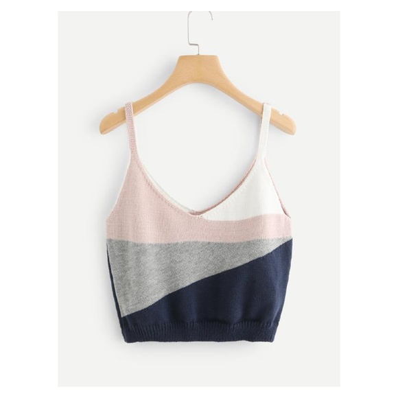 MBM Unlimited Tops - Colorblock Knit Cami Crop Top